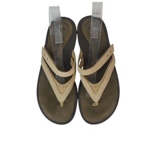 Abeo Acacia Tan Leather Strappy Flip Flop Comfort Sandals Sz 10N